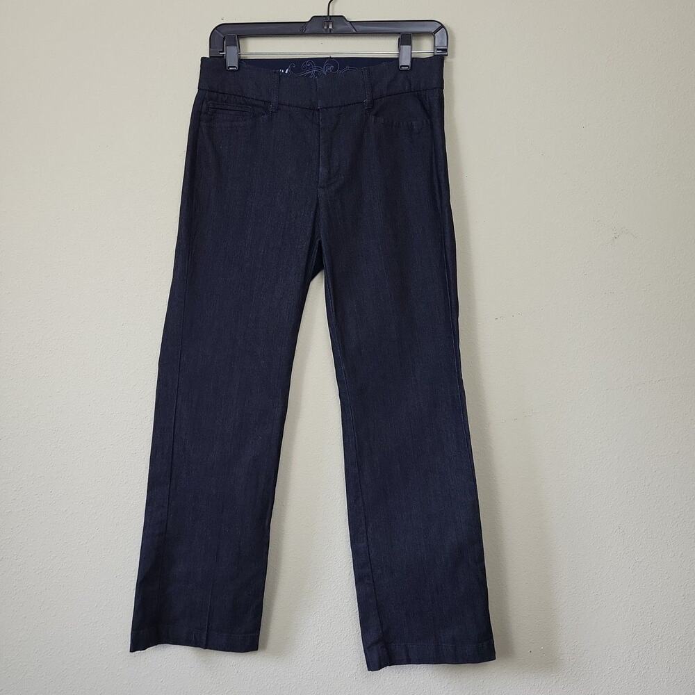 JM Collection Womens Black Regular Fit Flat Front Straight Leg Pants Size 4
